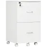 Cajonera de Oficina Mueble Auxiliar con 2 Cajones Cierre con Llave para Estudio Despacho 43x45x72 cm Blanco - Ogal.Es