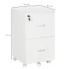 Cajonera de Oficina Mueble Auxiliar con 2 Cajones Cierre con Llave para Estudio Despacho 43x45x72 cm Blanco - Ogal.Es