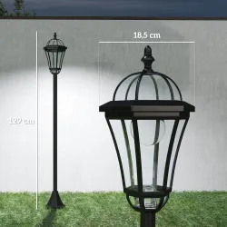 2 Farolas Solares de Jardín con Luz LED Blanca 6000K IP44 Set de 2 Farolas de Exterior 18,5x18,5x129 cm Negro - Ogal.Es