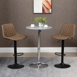 Juego de 2 Taburetes de Cocina Taburetes Altos con Altura Ajustable Asiento Giratorio 46,5x51x86-106 cm Marrón - Ogal.Es
