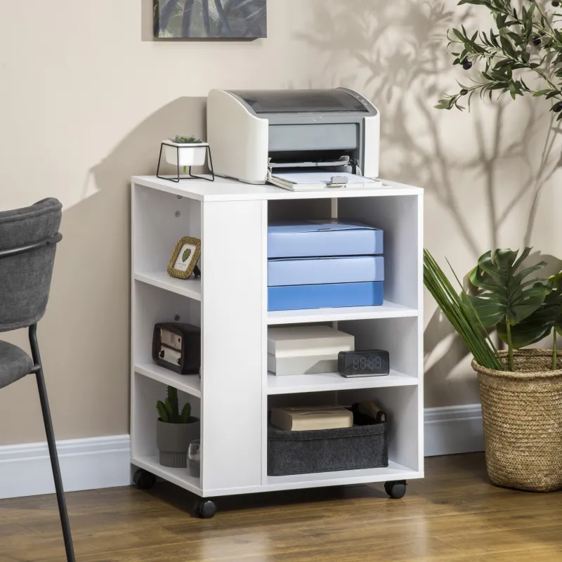 Armario para Impresora Mueble Auxiliar de Oficina Dormitorio Cocina Salón 60x40x75,8 cm Blanco - Ogal.Es
