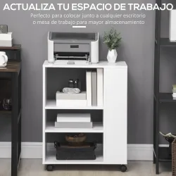 Armario para Impresora Mueble Auxiliar de Oficina Dormitorio Cocina Salón 60x40x75,8 cm Blanco - Ogal.Es