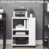 Armario para Impresora Mueble Auxiliar de Oficina Dormitorio Cocina Salón 60x40x75,8 cm Blanco - Ogal.Es