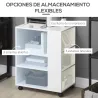 Armario para Impresora Mueble Auxiliar de Oficina Dormitorio Cocina Salón 60x40x75,8 cm Blanco - Ogal.Es