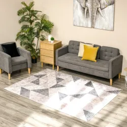 Alfombra de Salón Moderna de Terciopelo 230x160 cm Alfombra Geométrica para Dormitorio Oficina Gris - Ogal.Es