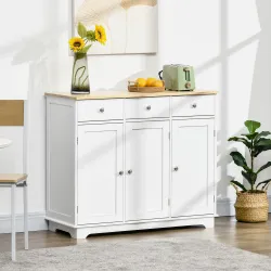 Aparador de Cocina Mueble Auxiliar de Almacenaje para Comedor Salón Estilo Moderno Antivuelco 101x40x85 cm Blanco - Ogal.Es