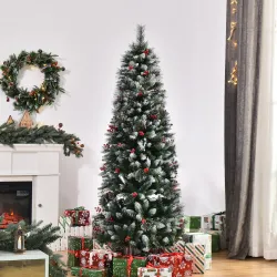 Árbol de Navidad Artificial 180 cm con 539 Ramas 51 Bayas Hojas de PVC Decoración Navideña para Interiores Verde - Ogal.Es