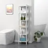 Estantería de Baño de Suelo de 5 Niveles Mueble Auxiliar de Almacenaje para Cocina Salón 30x30x140 cm Blanco - Ogal.Es
