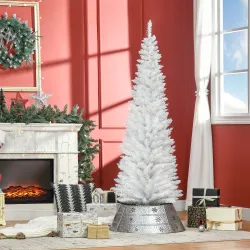 Árbol de Navidad Artificial Estrecho 180 cm con 390 Ramas y Base Desmontable Fácil de Montar Blanco - Ogal.Es