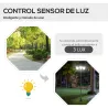 Farola Solar de Jardín con 3 Luces LED Impermeable IP44 Sensor de Noche Farol de Exterior 51,5x47x182,5cm Negro - Ogal.Es