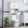 Mueble sobre Inodoro Armario Alto para Lavadora con Balda Interior Ajustable para Baño WC 64x22x165 cm Blanco - Ogal.Es