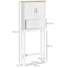 Mueble sobre Inodoro Armario Alto para Lavadora con Balda Interior Ajustable para Baño WC 64x22x165 cm Blanco - Ogal.Es
