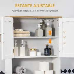 Mueble sobre Inodoro Armario Alto para Lavadora con Balda Interior Ajustable para Baño WC 64x22x165 cm Blanco - Ogal.Es