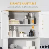 Mueble sobre Inodoro Armario Alto para Lavadora con Balda Interior Ajustable para Baño WC 64x22x165 cm Blanco - Ogal.Es