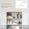 Mueble sobre Inodoro Armario Alto para Lavadora con Balda Interior Ajustable para Baño WC 64x22x165 cm Blanco - Ogal.Es