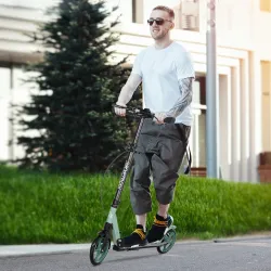 Patinete Plegable para Adultos y Niños de +14 Años Scooter con Manillar Ajustable 91,5x36,5x91-104 cm Verde - Ogal.Es