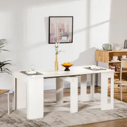 Mesa de Comedor Extensible para 4-6 Personas Mesa Auxiliar Multifuncional para Estudio Cocina 180x85x75 cm Blanco - Ogal.Es