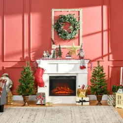 Set de 2 Árboles de Navidad Artificiales de 90cm con con Bayas y Piñas Decoración Navideña para Interiores Verde - Ogal.Es