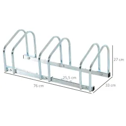 Aparcamiento para 3 Bicicletas Estacionamiento para Aparcar Bicicletas para Interior y Exterior 76x33x27cm Plata - Ogal.Es