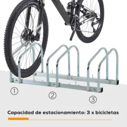 Aparcamiento para 3 Bicicletas Estacionamiento para Aparcar Bicicletas para Interior y Exterior 76x33x27cm Plata - Ogal.Es