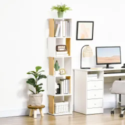Estantería Librería en Forma S Estantería para Libros con 5 Estantes para Salón Oficina 33x28x161 cm Blanco - Ogal.Es