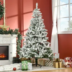 Árbol de Navidad Artificial 180 cm con Nieve Ignífugo con 750 Ramas Decoración Navideña para Interiores Verde - Ogal.Es