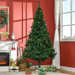 Árbol de Navidad Artificial 210 cm con 1036 Ramas Adornos Piñas Decoración Navideña para Interiores Verde - Ogal.Es