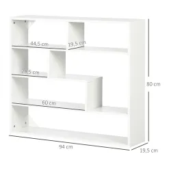 Estantería de Pared Balda Flotante con 7 Compartimientos Abiertos Estilo Moderno 94x19,5x80 cm Blanco - Ogal.Es