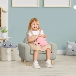 Sillón Infantil Mini Sofá para Niños de +3 Años con Asiento Acolchado y Reposabrazos 61x42x53 cm Marrón - Ogal.Es