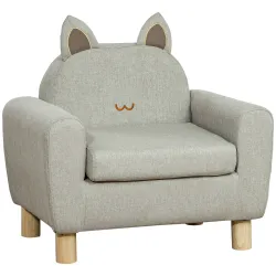 Sillón Infantil Mini Sofá para Niños de +3 Años con Asiento Acolchado y Reposabrazos 61x42x53 cm Marrón - Ogal.Es