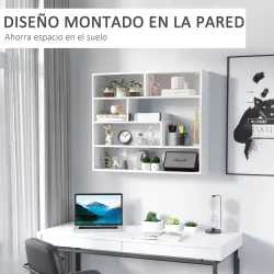 Estantería de Pared Balda Flotante con 7 Compartimientos Abiertos Estilo Moderno 94x19,5x80 cm Blanco - Ogal.Es