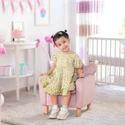 Sillón Infantil Mini Sofá para Niños de +3 Años con Asiento Acolchado y Reposabrazos 50x42x58 cm Rosa - Ogal.Es