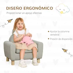 Sillón Infantil Mini Sofá para Niños de +3 Años con Asiento Acolchado y Reposabrazos 61x42x53 cm Marrón - Ogal.Es
