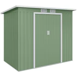 Cobertizo de Jardín 213x130x172 cm Caseta de Exterior Metálica para Almacenamiento de Herramientas Verde Oliva - Ogal.Es