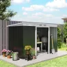 Caseta de Exterior 280x130x172 cm Cobertizo de Jardín con Puertas Correderas Base y Ventilaciones Gris Oscuro - Ogal.Es