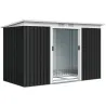 Caseta de Exterior 280x130x172 cm Cobertizo de Jardín con Puertas Correderas Base y Ventilaciones Gris Oscuro - Ogal.Es