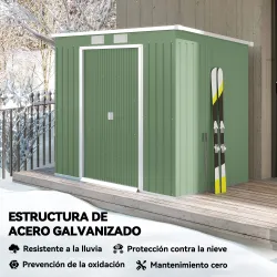 Cobertizo de Jardín 213x130x172 cm Caseta de Exterior Metálica para Almacenamiento de Herramientas Verde Oliva - Ogal.Es