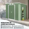 Cobertizo de Jardín 213x130x172 cm Caseta de Exterior Metálica para Almacenamiento de Herramientas Verde Oliva - Ogal.Es