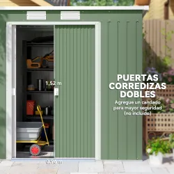 Cobertizo de Jardín 213x130x172 cm Caseta de Exterior Metálica para Almacenamiento de Herramientas Verde Oliva - Ogal.Es