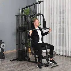 Máquina de Musculación con Estribo para Piernas Placas de Peso de 45 kg Carga Máx. 120 kg 150x110x210 cm Negro - Ogal.Es