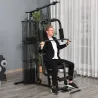 Máquina de Musculación con Estribo para Piernas Placas de Peso de 45 kg Carga Máx. 120 kg 150x110x210 cm Negro - Ogal.Es
