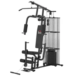 Máquina de Musculación con Estribo para Piernas Placas de Peso de 45 kg Carga Máx. 120 kg 150x110x210 cm Negro - Ogal.Es