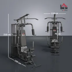 Máquina de Musculación con Estribo para Piernas Placas de Peso de 45 kg Carga Máx. 120 kg 150x110x210 cm Negro - Ogal.Es