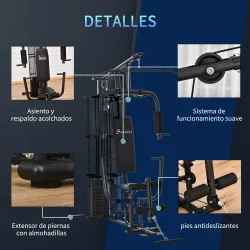 Máquina de Musculación con Estribo para Piernas Placas de Peso de 45 kg Carga Máx. 120 kg 150x110x210 cm Negro - Ogal.Es