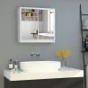 Armario de Baño con Espejo con 2 Puertas y Balda Ajustable Mueble Colgante de Estilo Moderno 48x14,5x45 cm Blanco - Ogal.Es