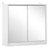Armario de Baño con Espejo con 2 Puertas y Balda Ajustable Mueble Colgante de Estilo Moderno 48x14,5x45 cm Blanco - Ogal.Es