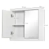 Armario de Baño con Espejo con 2 Puertas y Balda Ajustable Mueble Colgante de Estilo Moderno 48x14,5x45 cm Blanco - Ogal.Es
