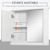 Armario de Baño con Espejo con 2 Puertas y Balda Ajustable Mueble Colgante de Estilo Moderno 48x14,5x45 cm Blanco - Ogal.Es