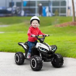 Quad Eléctrico para Niños de 3-5 Años Vehículo Eléctrico a Batería 12V con 2 Motores 83x53x55,5 cm Negro y Blanco - Ogal.Es