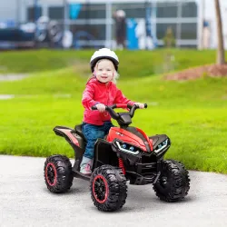 Quad Eléctrico para Niños de 3-5 Años Vehículo Eléctrico a Batería 12V con 2 Motores 83x53x55,5 cm Negro y Rojo - Ogal.Es